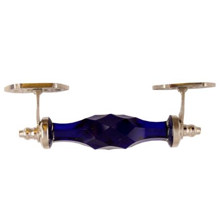 Navy Blue Cut Glass Silver Big Dresser Handle